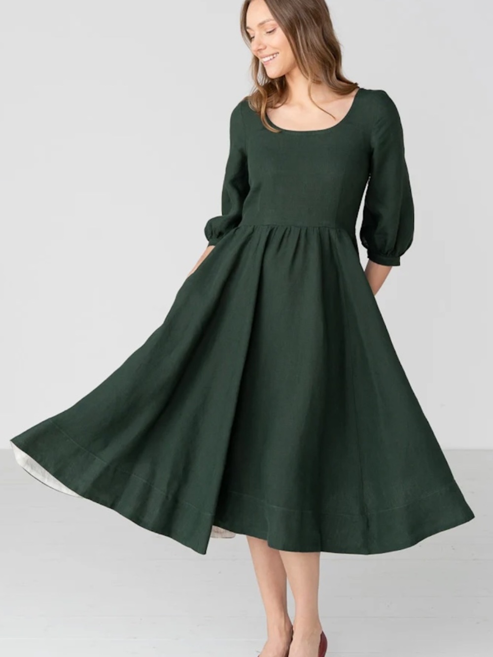 Son De Flor Carmen 3/4 sleeve in evergreen - Picture 3 of 4